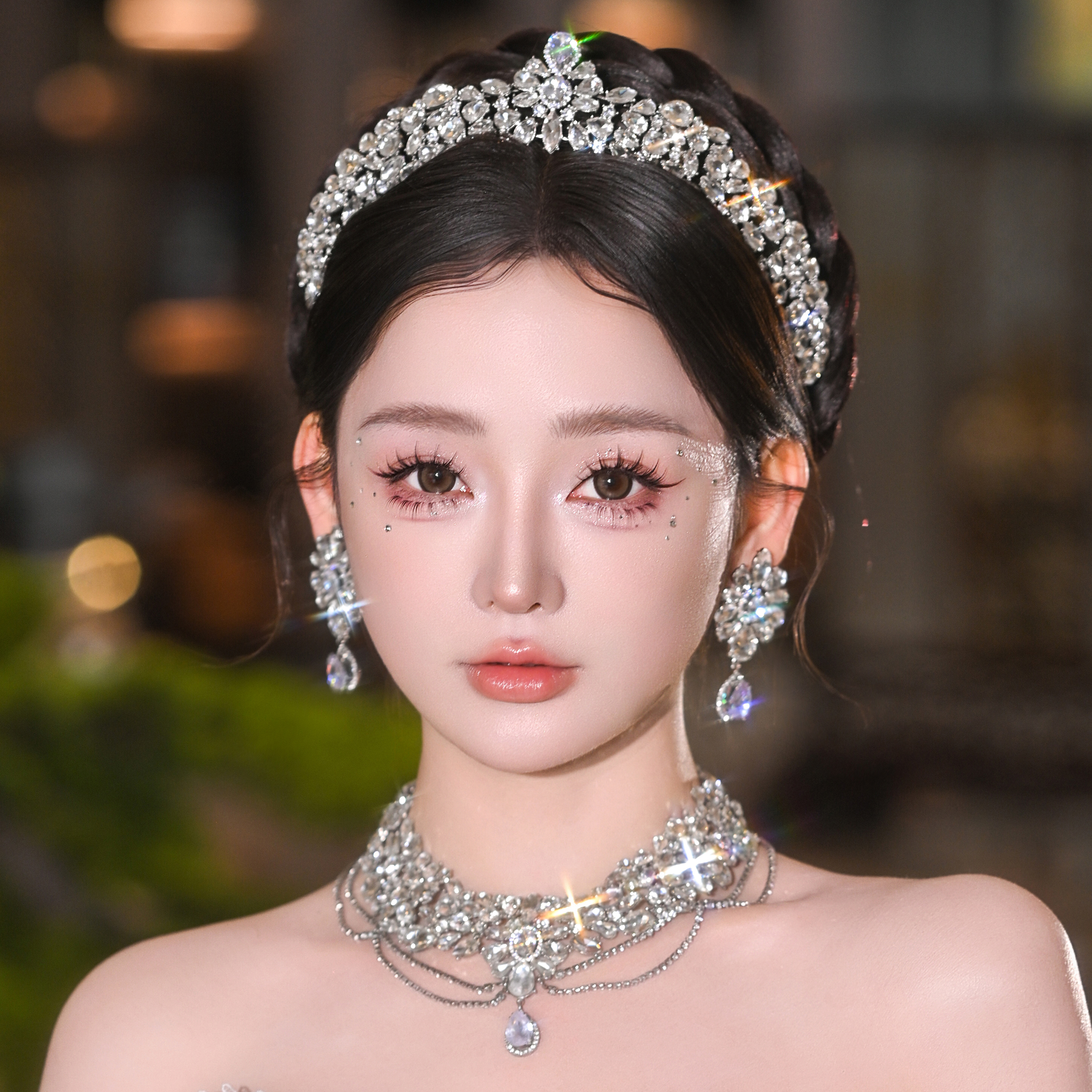 合金仿水晶婚庆饰品 00968新款新娘皇冠爆闪水晶简约公主头饰手工