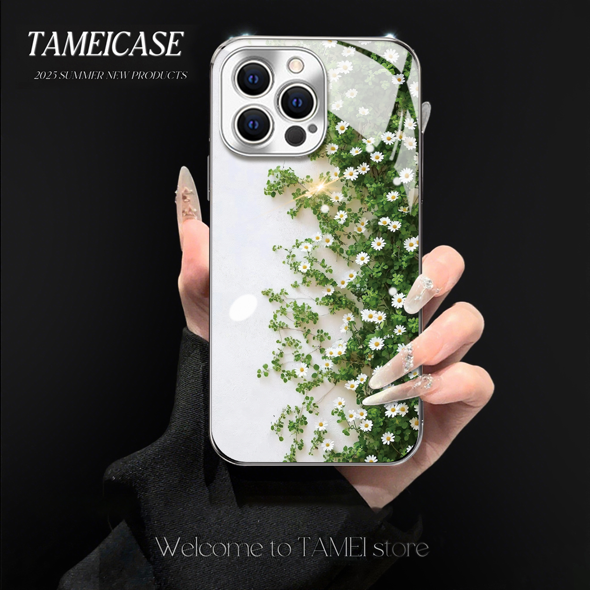 小雏菊适用苹果17air华为P70vivoppo小米15金属漆玻璃手机壳女款