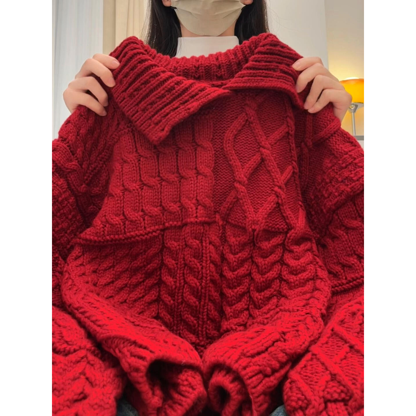 设计感麻花白色针织衫翻领毛衣短外套巨好看的秋冬上衣女2025新款