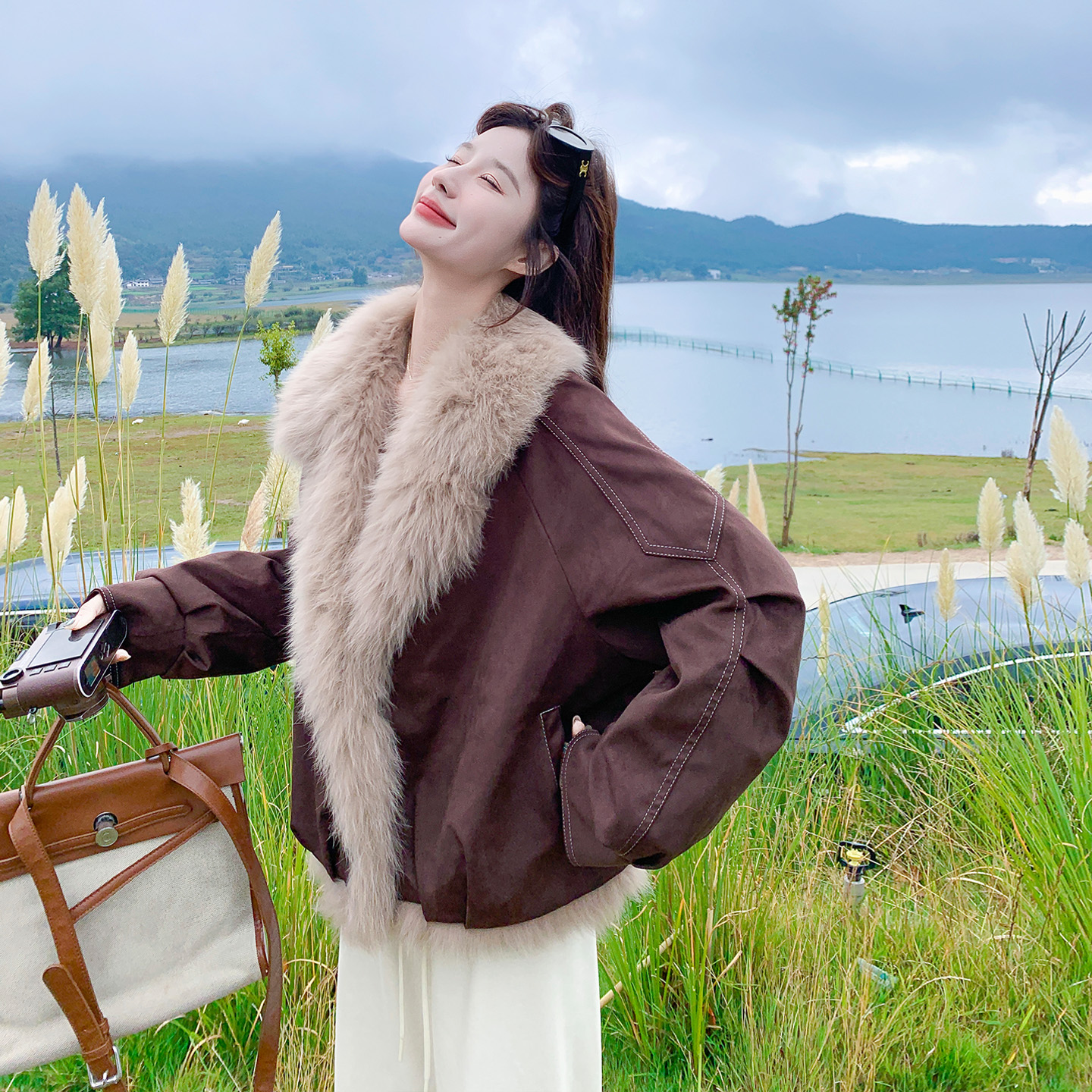 咖色大毛领派克羽绒服女款2025冬季新款巨好看的羽绒内胆工装外套