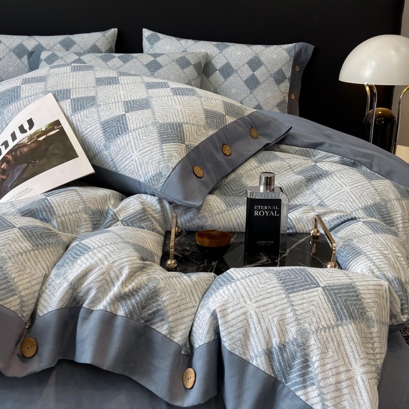 不老的爷爷2025新款全棉纯棉轻奢加厚磨毛纽扣四件套床上用品CXM