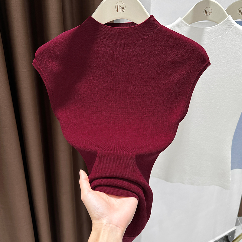 高档气质半高领修身飞飞T恤上衣女士夏季爆款内搭洋气正肩打底衫