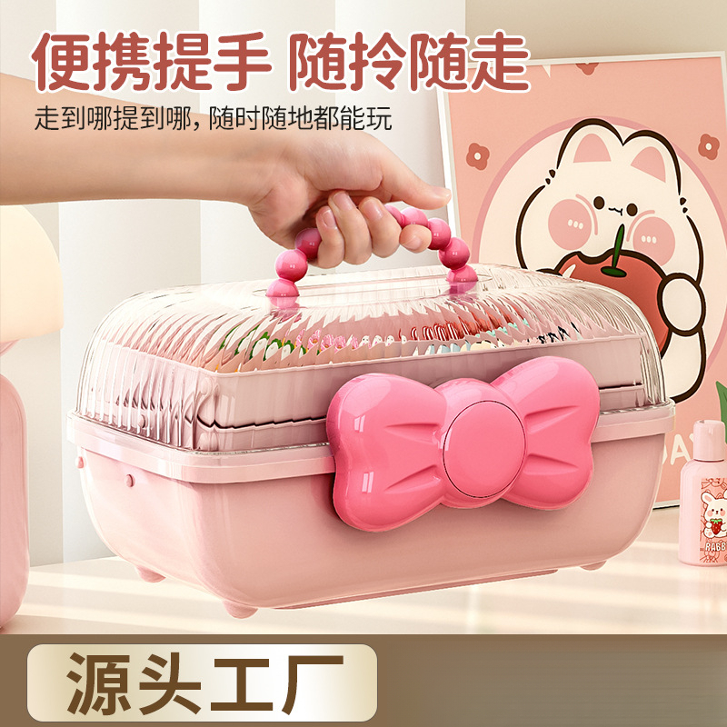 蝴蝶结发饰收纳盒可爱儿童发夹发卡首饰化妆品桌面防尘饰品收纳箱