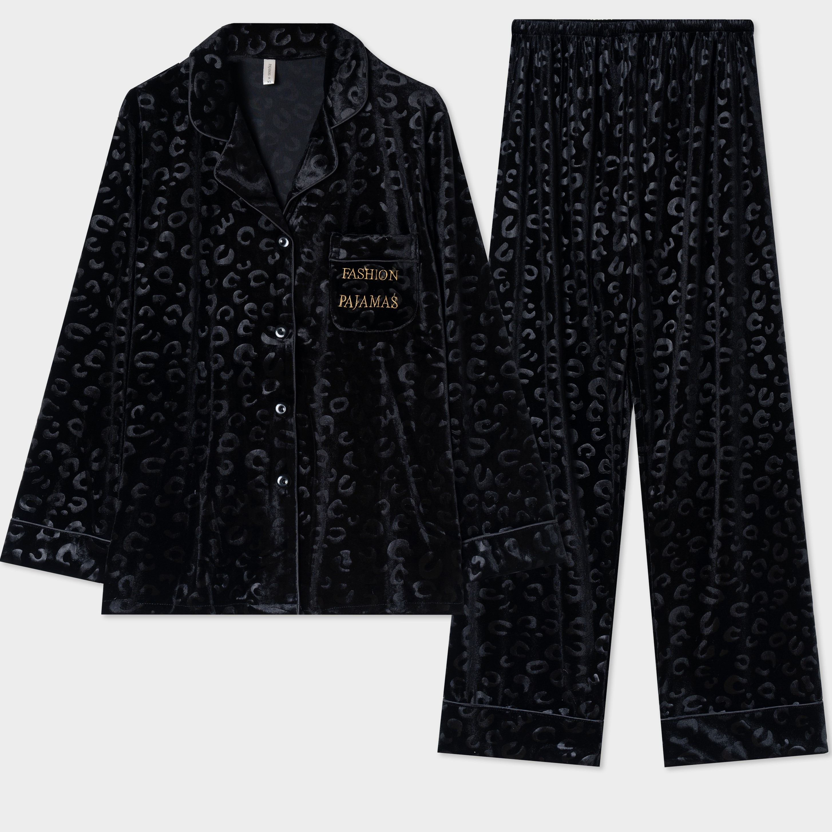 达芬奇密码2025秋冬情侣款豹纹长袖金钻绒男女士睡衣家居服套装