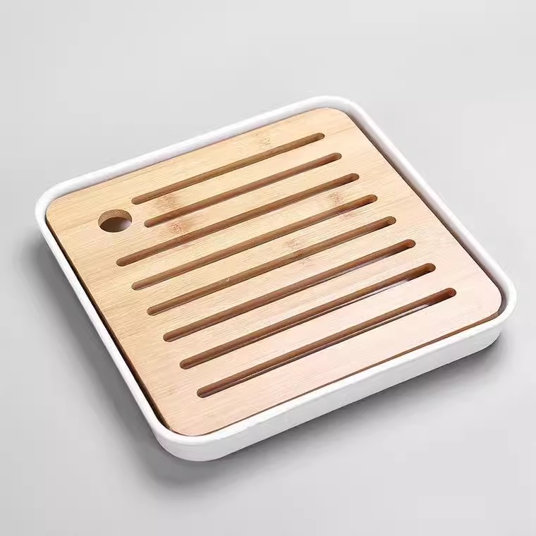 家用陶瓷干泡茶盘零配件小茶台特大号茶海竹制面板壶垫杯垫托盘