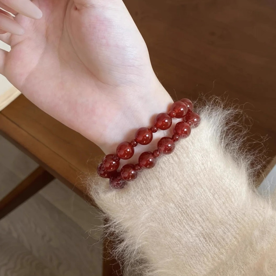 Ben.S本饰 赵露思许妍同款红玛瑙手串手链女轻奢小众高级串珠A564