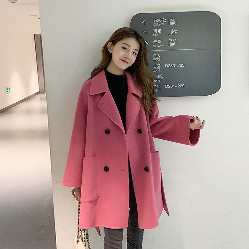 2024秋冬季新款零大衣女小个子高端赫本风中长版双面毛呢外套