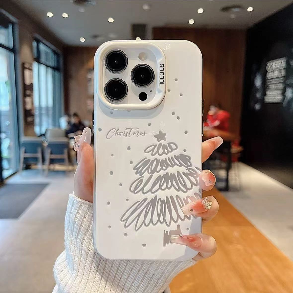 简约线条圣诞树适用iPhone17promax手机壳苹果15华为vivoppo小米