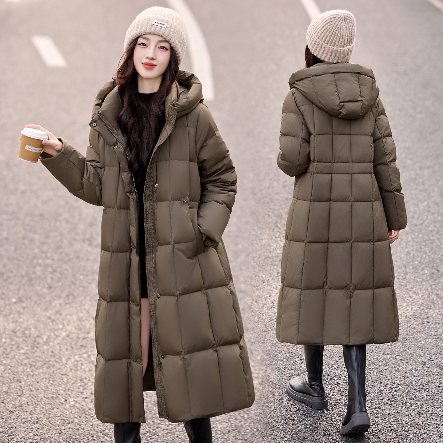 羽绒服女装2025冬季冬天衣服新款白鸭绒设计感时尚连帽加厚外套