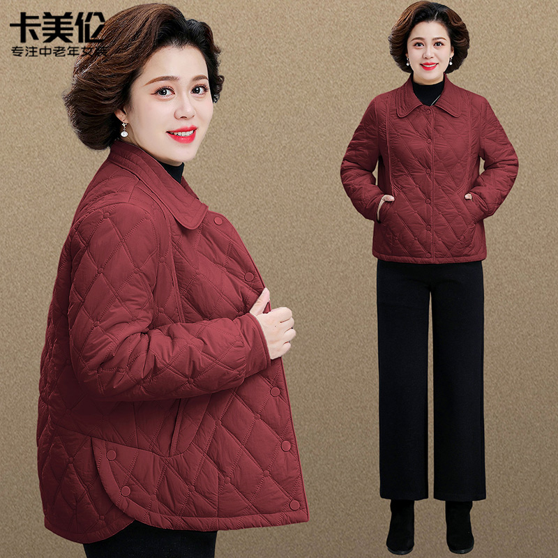 年轻妈妈秋冬夹棉外套2025新款贵夫人轻薄秋装上衣中老年女装棉服