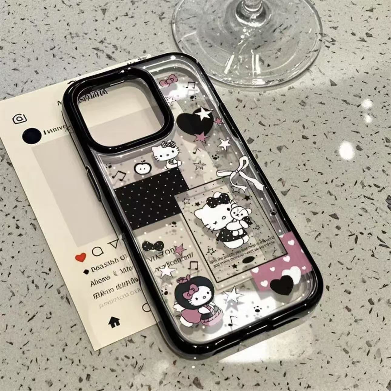 欧克里里黑色KT酱苹果16promax亚克力手机壳15/14软边13/12/11套