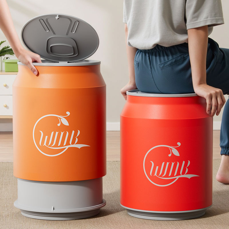 双层可乐垃圾桶家用网红2025新款客厅大容量带盖卧室卫生间带滚轮