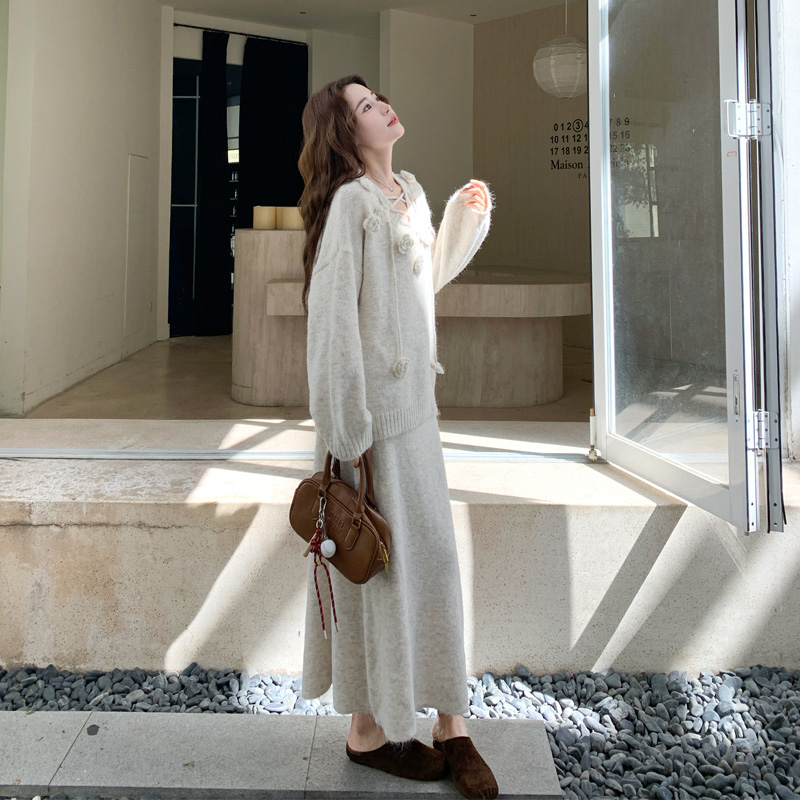 法式优雅温柔风针织毛衣套装2025春秋新款小众慵懒风氛围感两件套