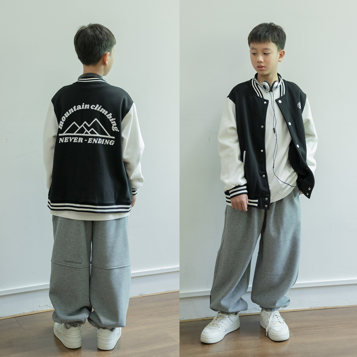 【卡七】男孩加绒棒球外套中大童撞色加厚开衫青少年保暖上衣