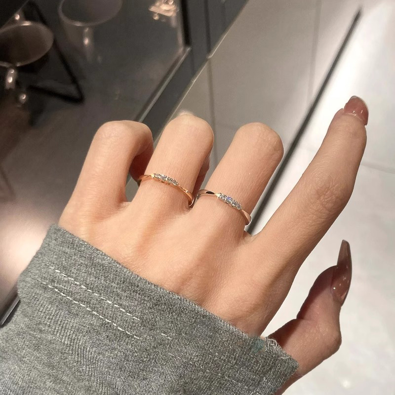 合金戒指  简约闪钻戒指女轻奢高级感食指戒小众设计百搭指环爆款