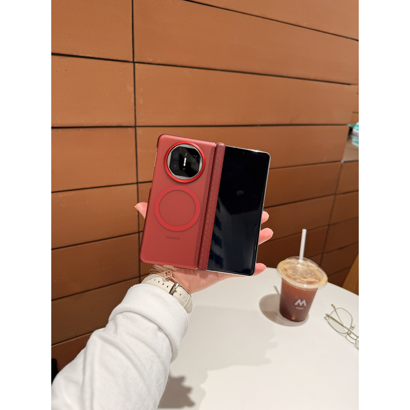 适用于华为Matex6/Matex5透明磨砂磁吸中轴折叠手机壳