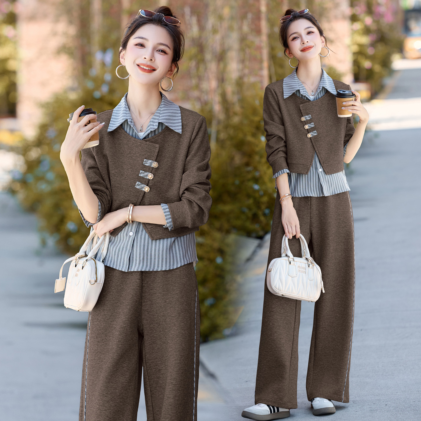休闲风时尚两件套装2025春秋季时尚职业假两件减龄女神范女装洋气