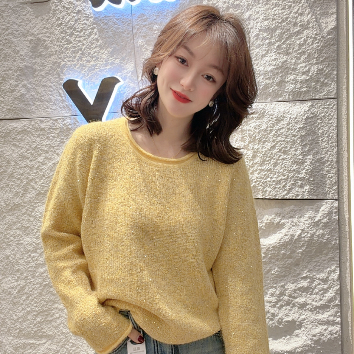 2025新款针织毛衣套头亮片