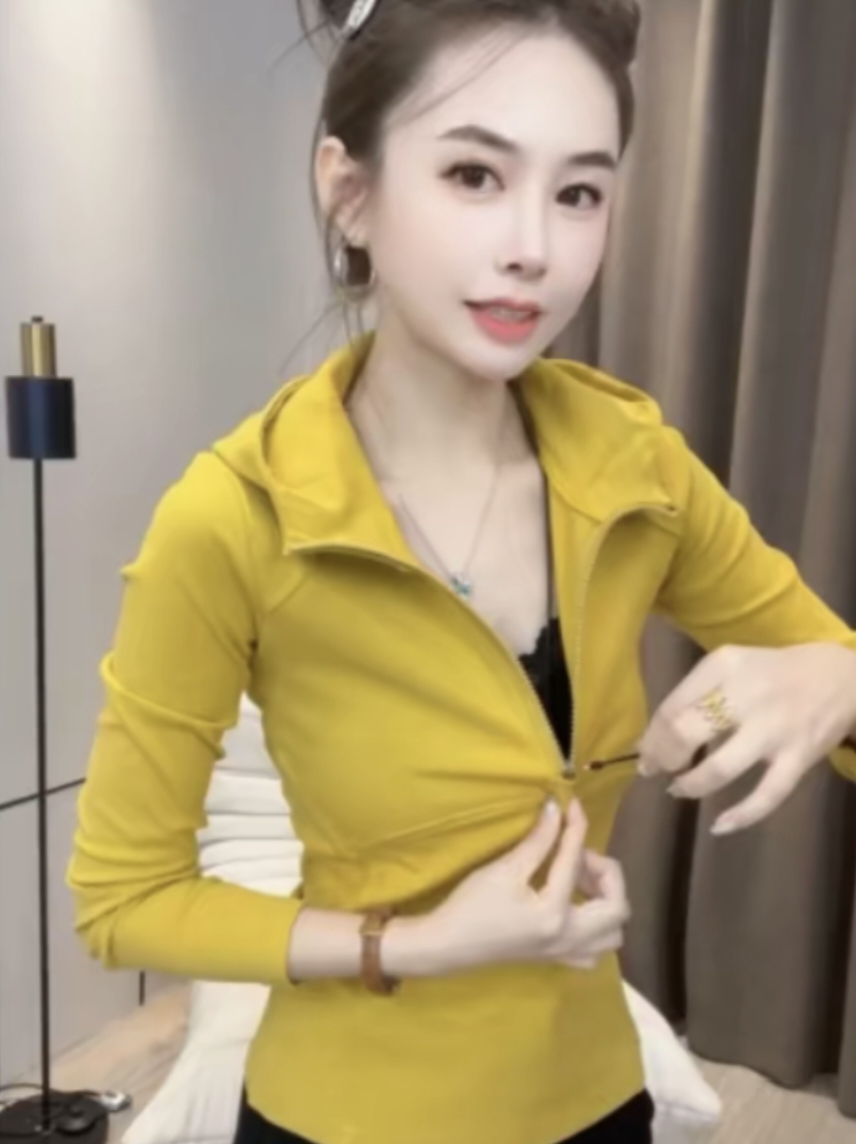 套装纯色防晒连帽幂式穿搭常规款女士拉链T恤长袖