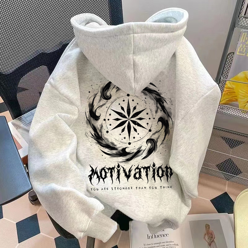 秋冬加绒加厚重磅连帽卫衣嘻哈艺术痞帅潮牌外套新款宽松男士上衣