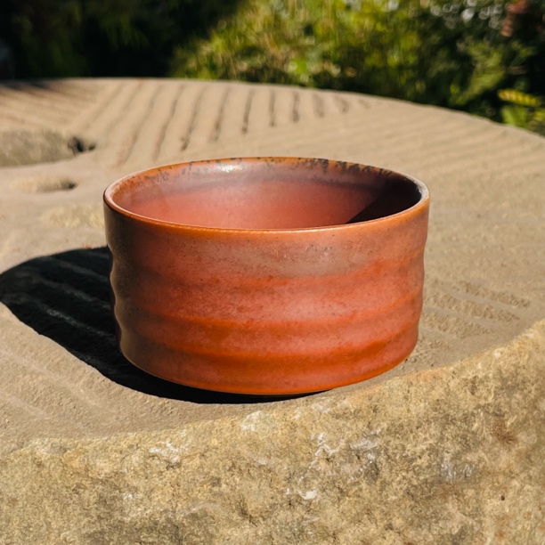 舒氏陶艺柴烧故宫红竹节杯140cc