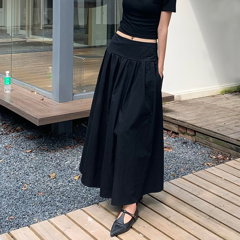 【大摆裙】韩版气质显瘦高腰小众设计感百搭复古收腰大摆半身裙
