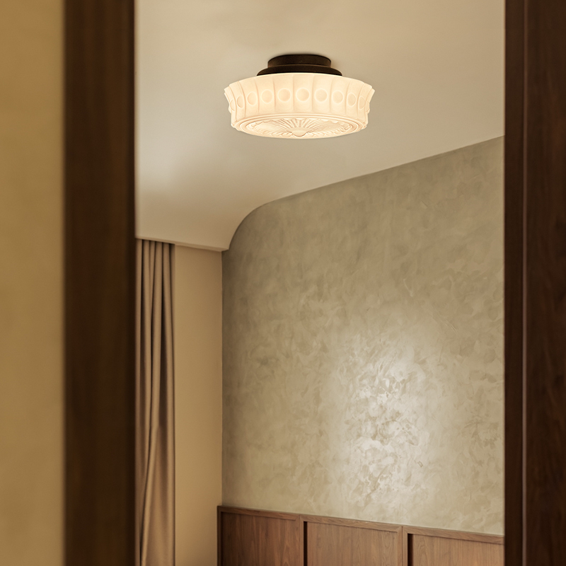 法式卧室吸顶灯次卧儿童房间中古奶油风美式复古书房阳台玻璃灯具