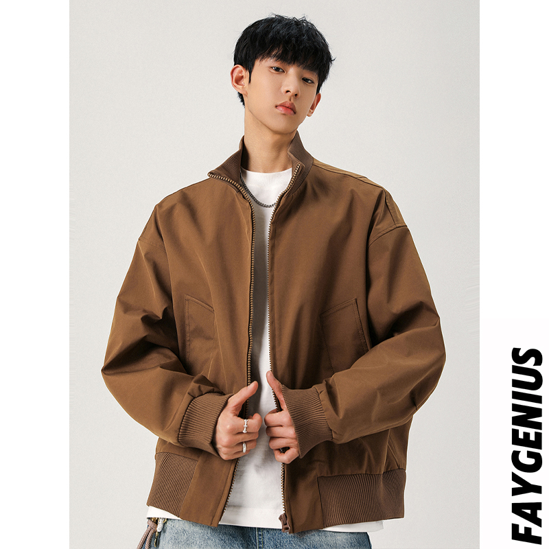 美式复古飞行员夹克春秋立领爆款潮流拼接百搭宽松休闲哈灵顿夹克