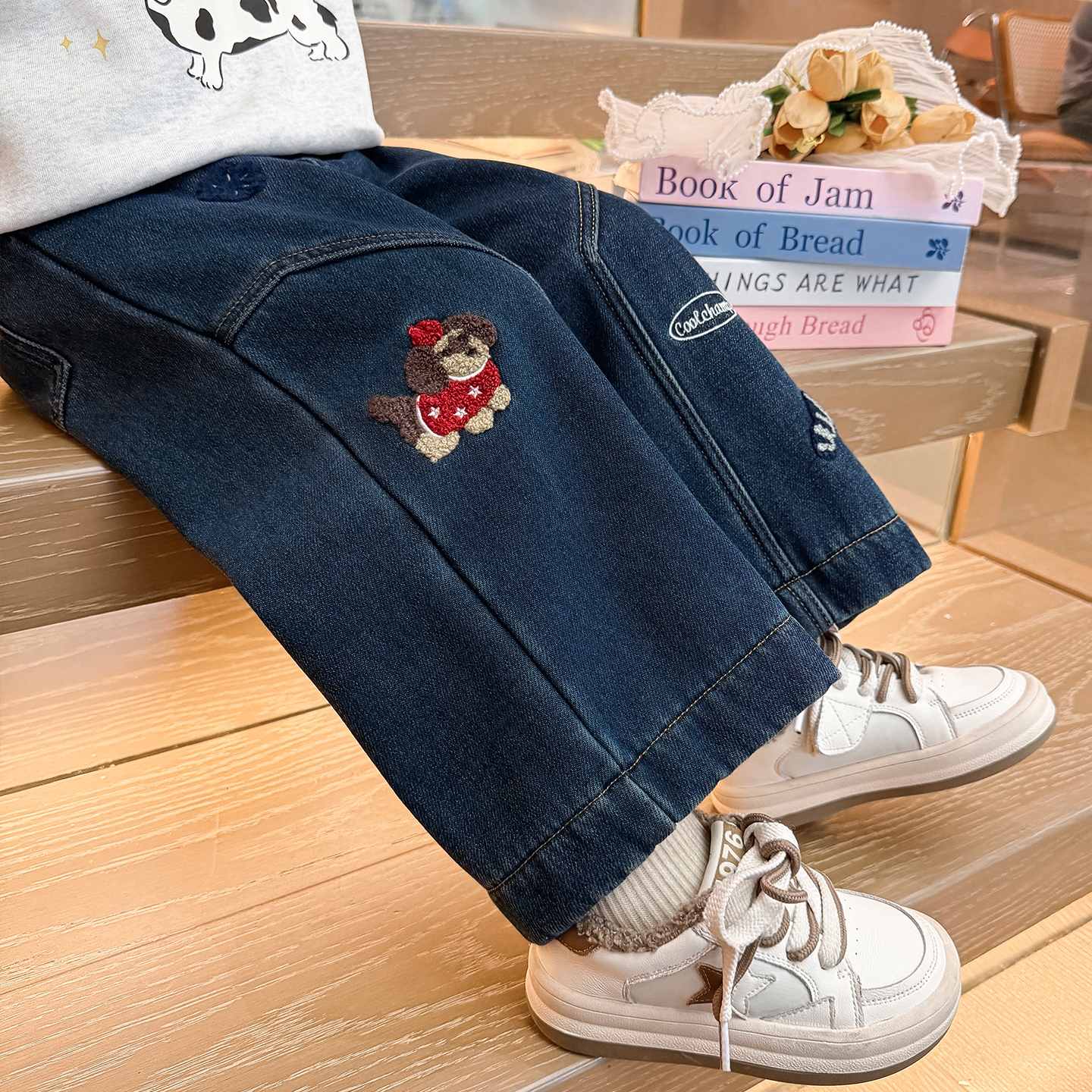 女童加绒牛仔裤秋冬装2025新款儿童一体绒裤子宝宝冬季加厚休闲裤