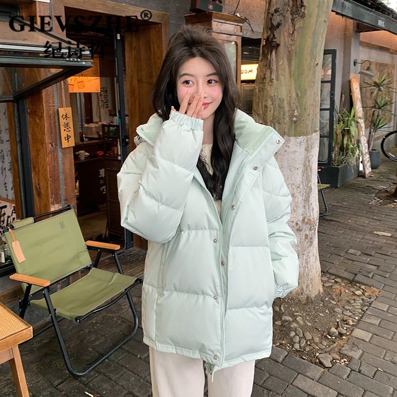 纪诗哲加厚羽绒服男女短款2025冬季新款立领面包情侣宽松中戏外套