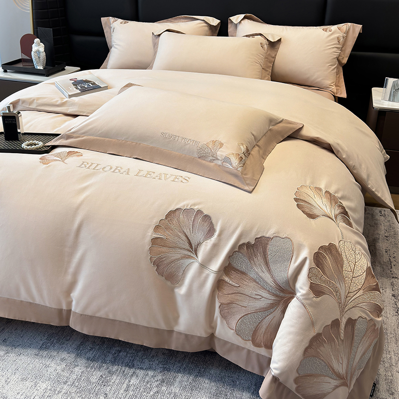 雅梵媞【金银杏】新款加厚全棉磨毛四件套100%棉纯棉保暖床上用品