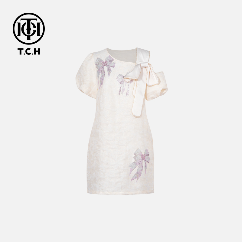 TCH私服烫钻工艺新时尚淑女百搭潮流连衣裙女T75B30E5045轻奢tch
