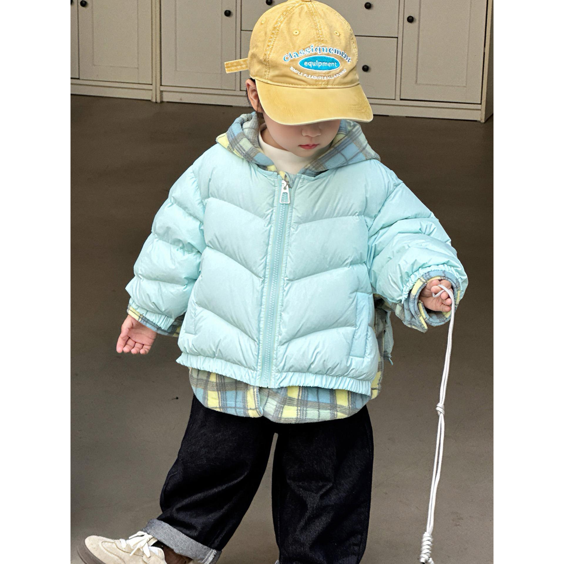 童泰女童儿童羽绒服外套加厚保暖短款冬装宝宝白鸭绒外套小童男童