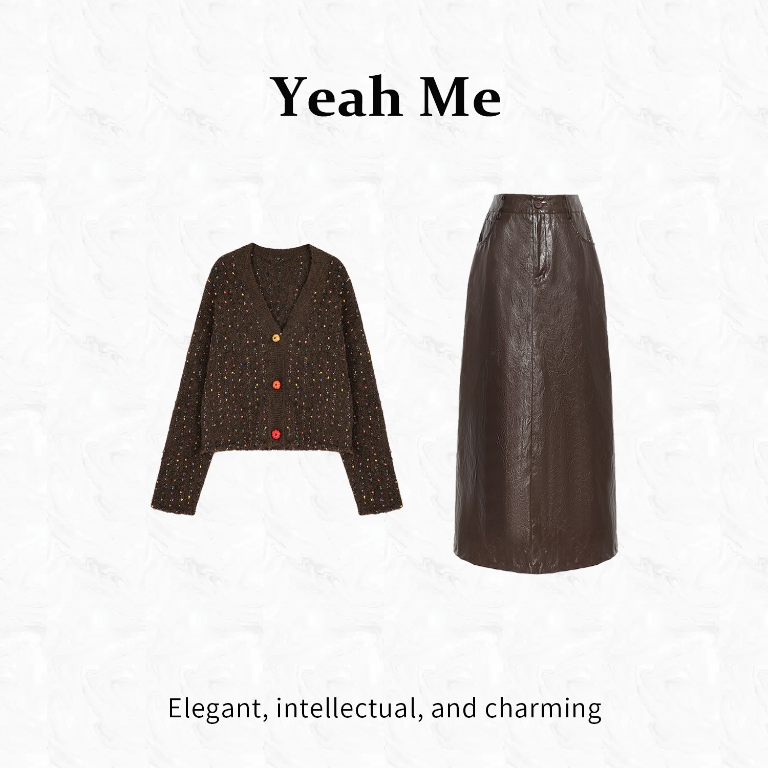 Yeah Me/也觅【南瓜岛】秋季新款冷酷高级气质百搭高级感半身裙套装