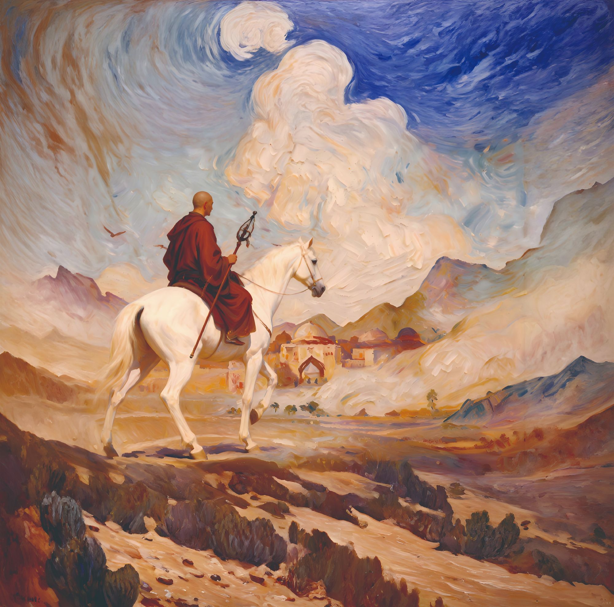 保护野骆驼 印象派欧式艺术风景装饰画适用于餐厅 书房玄关客厅