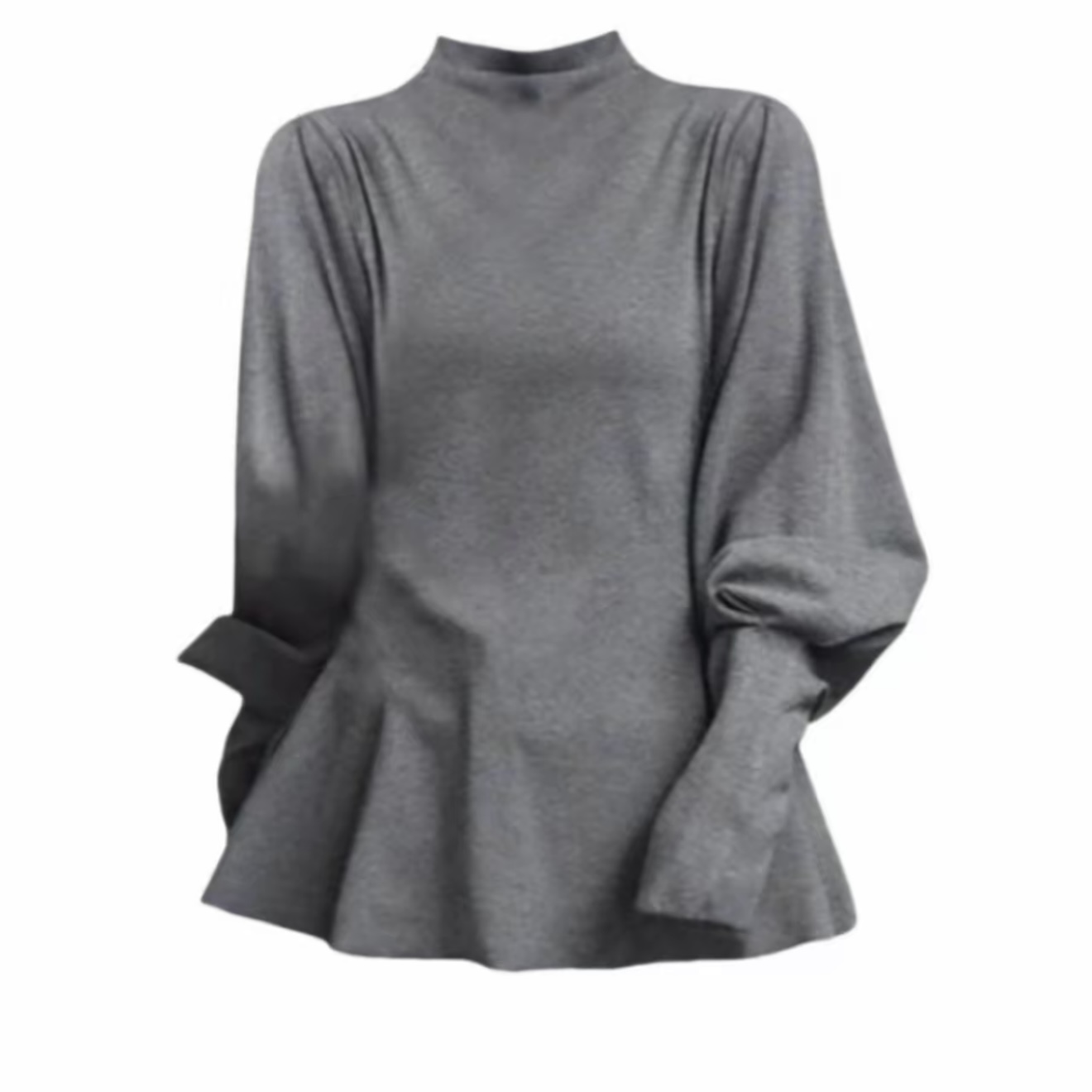 大码胖MM灰色半高领长袖T恤女秋冬季新款收腰显瘦高级感内搭上衣