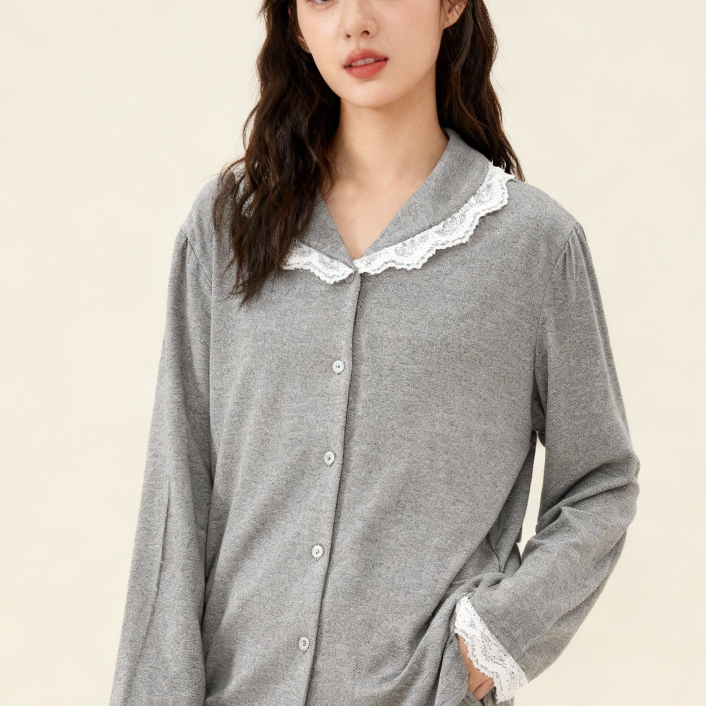 画中维高端七彩绒蕾丝女家居服97205