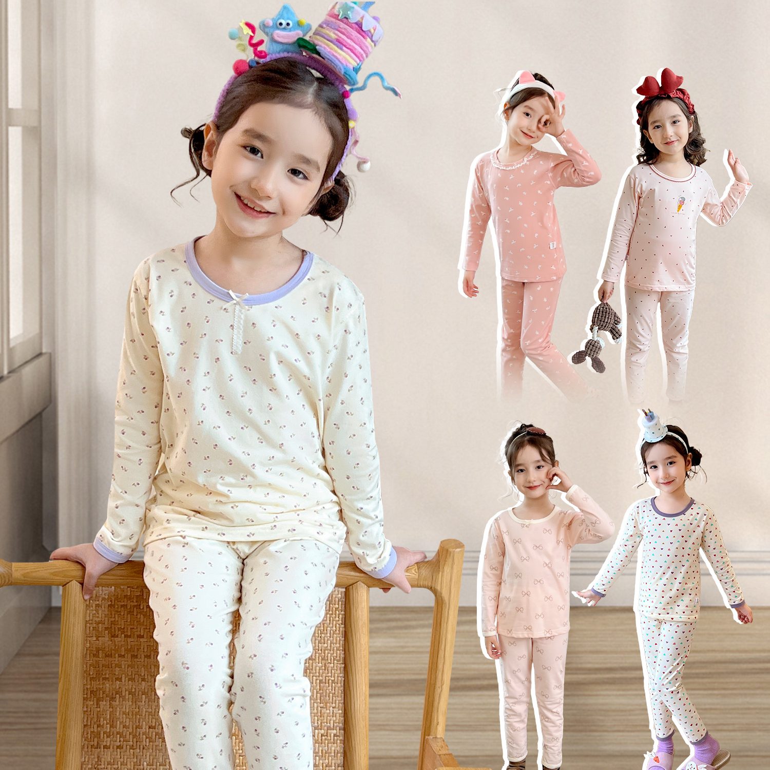 【7A抗菌】儿童莱卡无骨套装宝宝秋衣秋裤男女睡衣家居服套装pg