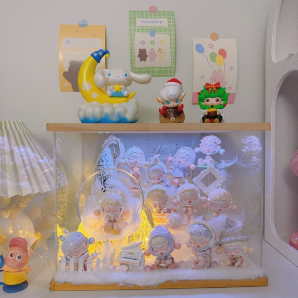 sp温度手办盲盒场景圣诞装饰造景微缩道具迷你配件diy收纳盒带灯