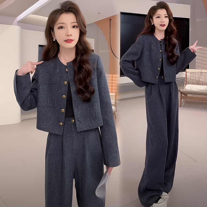 小香风套装女2025超火春秋穿搭职业御姐气质休闲外套阔腿裤两件套