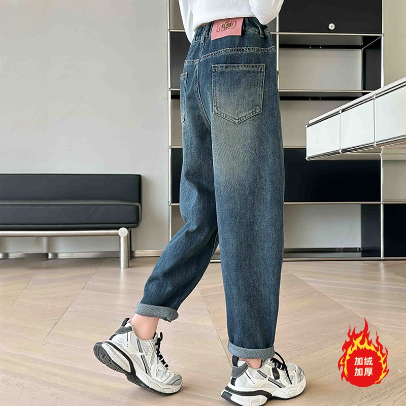 女童裤子秋冬季2025新款儿童洋气中大童秋季加绒女大童休闲老爹裤