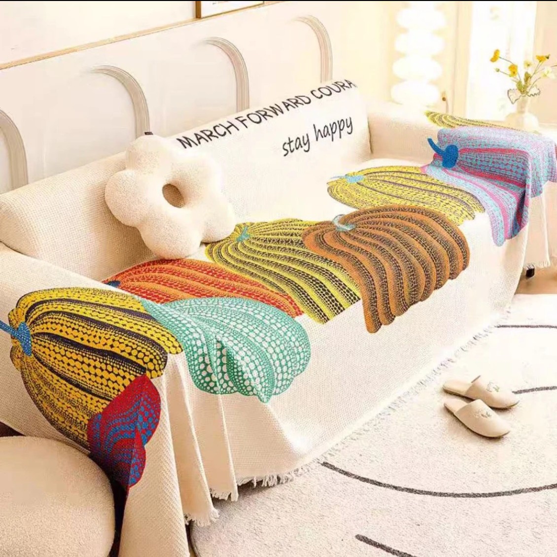 【多彩南瓜】新款家用小南瓜高端沙发巾四季通用