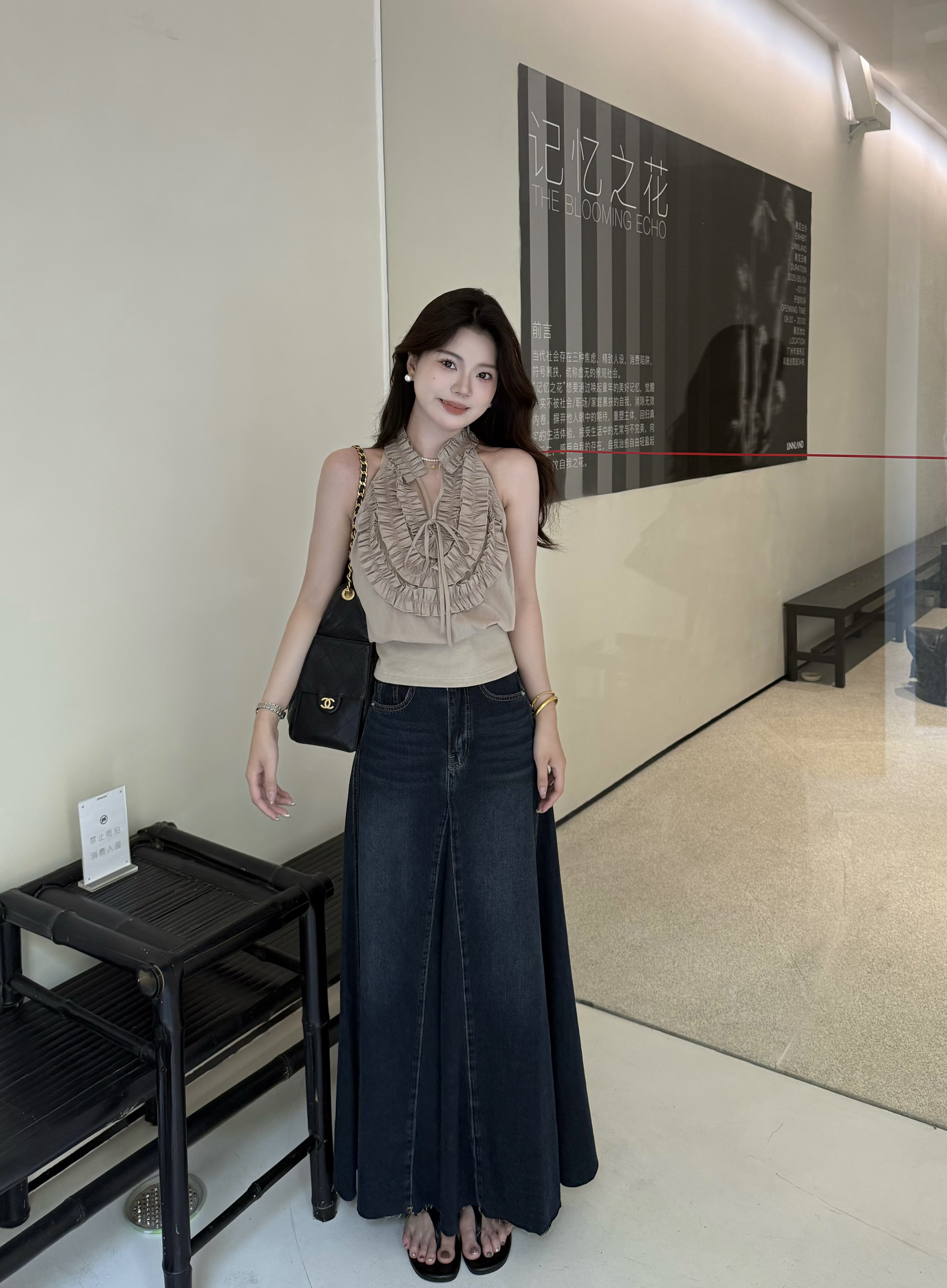 【黑迪专属】秋季复古港风气质百搭高腰显瘦A字板百褶裙牛仔半身裙