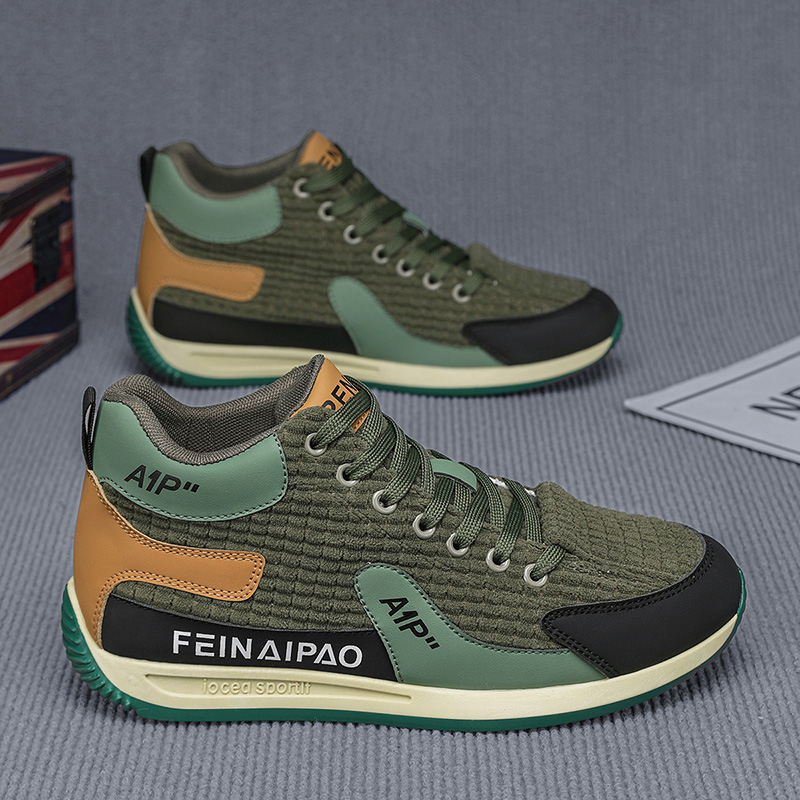 【高品质】男鞋2025秋冬潮流复古灯芯绒休闲板鞋运动软底增高休闲鞋