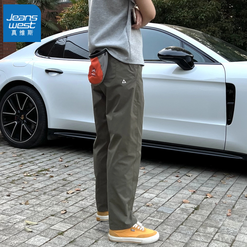 真维斯机能小三角白标宽松锥形休闲裤美式高街长裤男女同款休闲裤