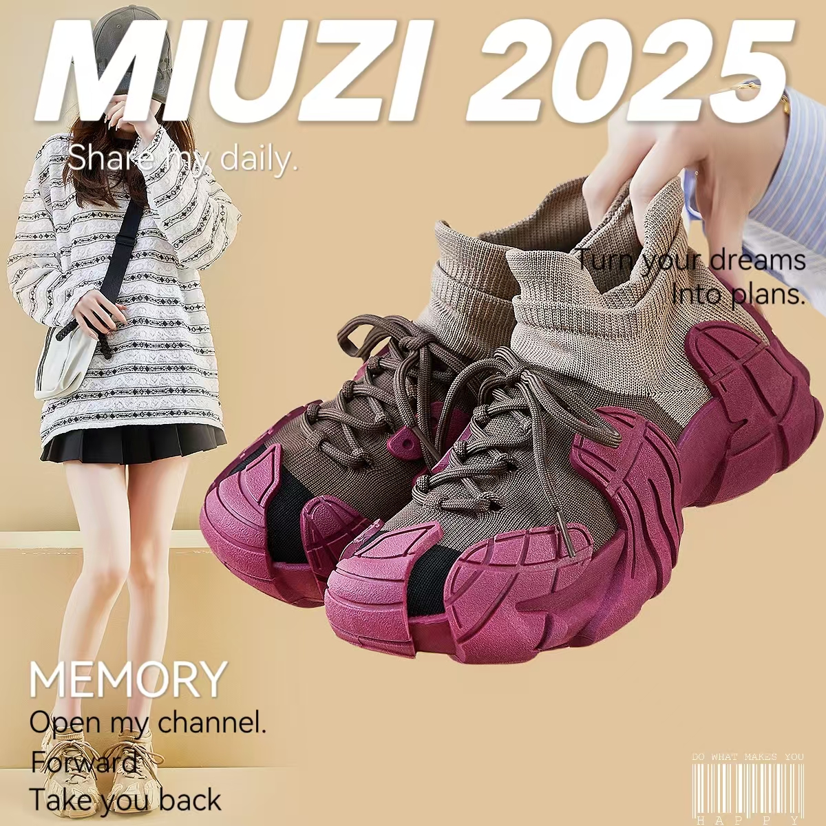 【外贸原单】日系夏季新款飞织鞋 运动鞋透气增高气垫减震跑步鞋