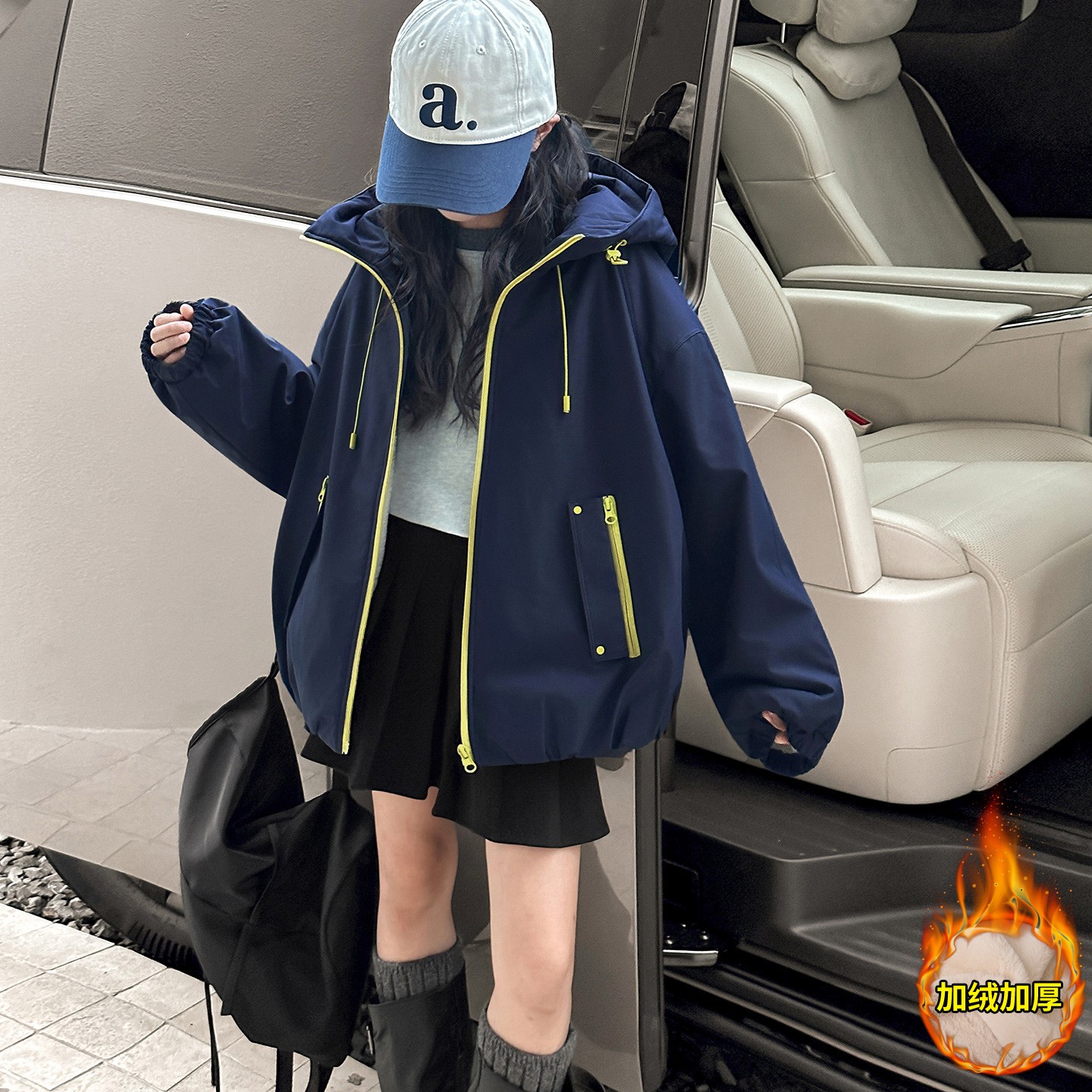 女童冬装夹棉加绒派克服2025新款韩版洋气儿童装秋冬加厚棉衣外套
