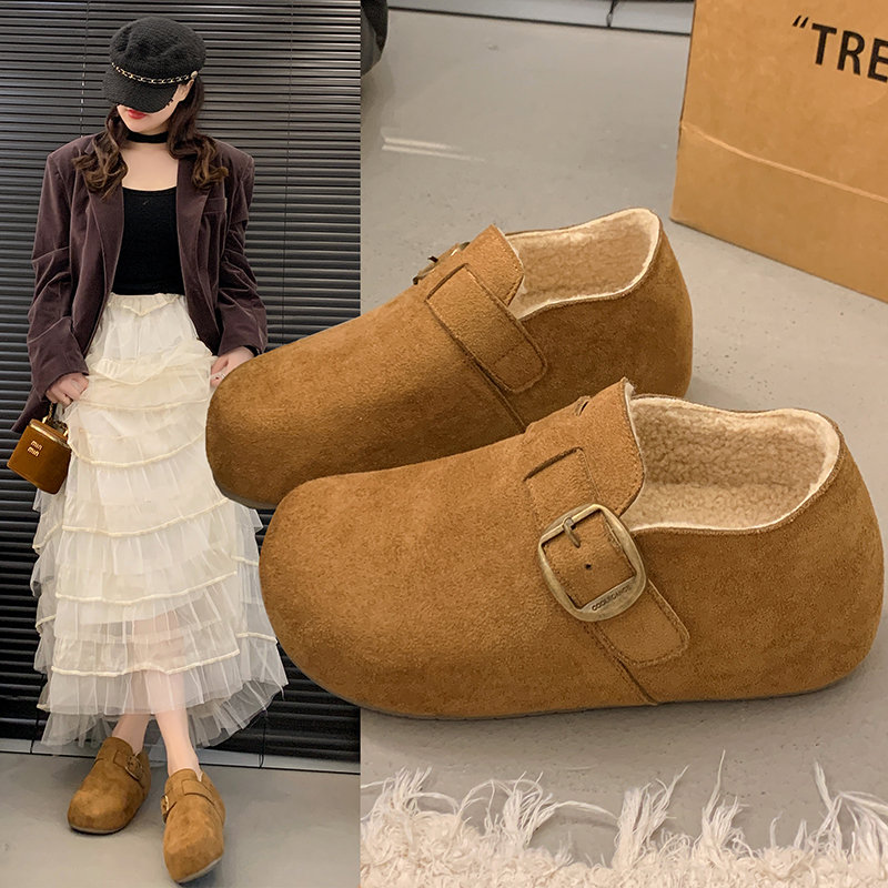 外穿加绒勃肯鞋子女2025年新款秋季百搭豆豆鞋休闲单鞋爆款博肯鞋