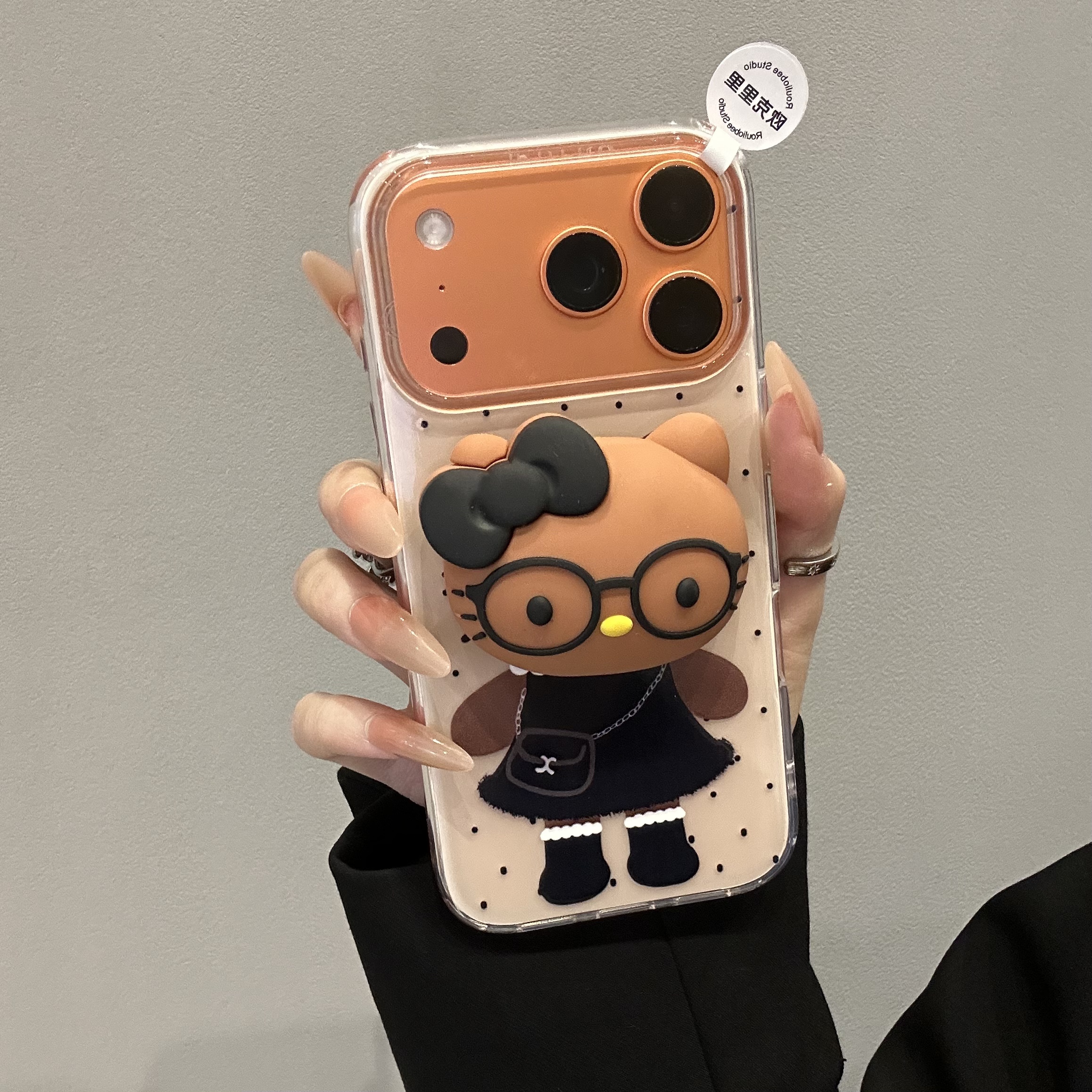 立体KT猫公仔支架适用苹果17手机壳iPhone16/15华为荣耀400防摔壳