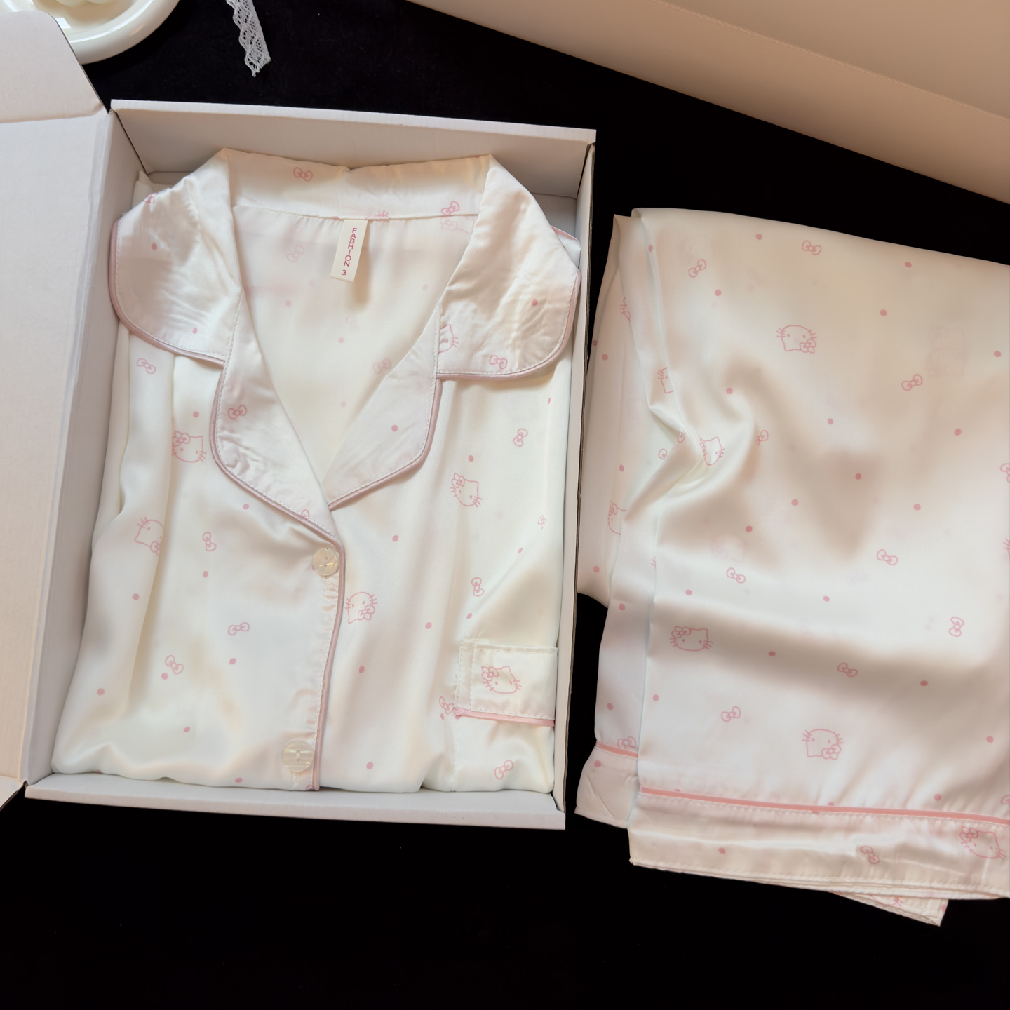 卡通可爱猫咪长袖睡衣女春秋冰雪丝甜美学生休闲宽松两件套家居服